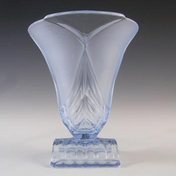 Stölzle Vintage 1930\'s Czech Art Deco Blue Glass Vase