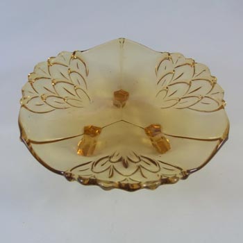 Stölzle #19087 Vintage Czech Art Deco Amber Glass Bowl