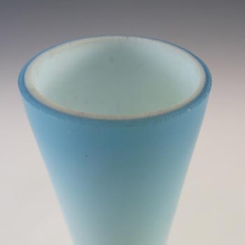 Victorian Satin Cased Glass Blue & White Pair of Vases