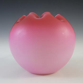 Victorian Satin Cased Glass Pink & White Rose Bowl / Posy Vase