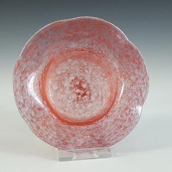 SIGNED Vasart Pink Bubbly Mottled Glass Bowl B021