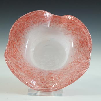 SIGNED Vasart Pink & White Mottled Glass Bowl B043