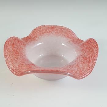 SIGNED Vasart Pink & White Mottled Glass Bowl B043
