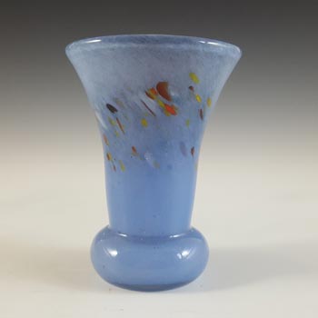 Vasart or Strathearn Blue Mottled Vintage Glass Vase V022