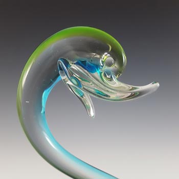 Murano Vintage Green & Blue Sommerso Glass Swan Sculpture