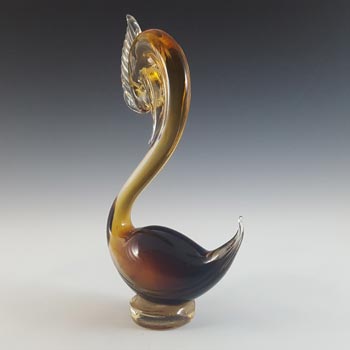 Vetro Artistico Veneziano Murano Brown Cased Glass Swan