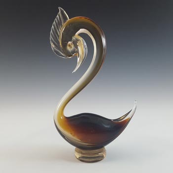 Vetro Artistico Veneziano Murano Brown Cased Glass Swan