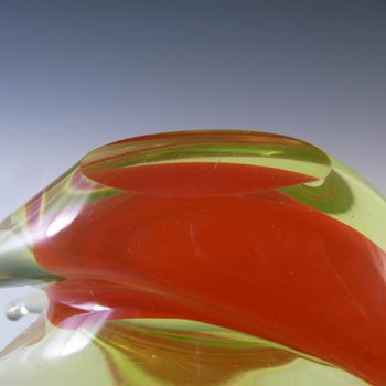Galliano Ferro Murano Red & Uranium Yellow Sommerso Glass Swan