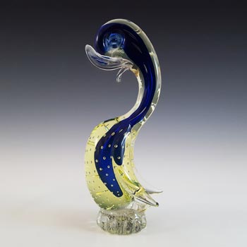 (image for) Murano Vintage Blue & Uranium Yellow Sommerso Glass Swan