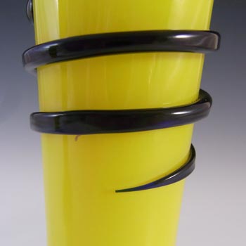Czech / Bohemian Pair of Yellow & Black Tango Glass Vases