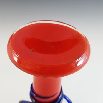Czech / Bohemian 1930's Red & Blue Tango Glass Vase