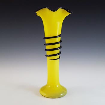 Czech / Bohemian 1930\'s Yellow & Black Tango Glass Vase