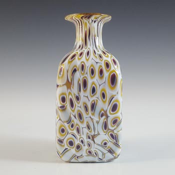 Murano Purple, Yellow & White Millefiori Canes Glass Vase