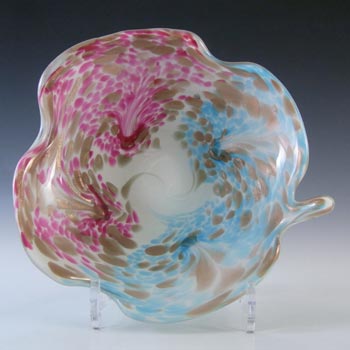 Fratelli Toso Murano Copper Aventurine Pink & Blue Glass Bowl