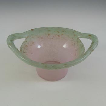 Vasart or Strathearn Pink & Green Mottled Glass Bowl B028