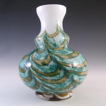 V.B. Opaline Florence Empoli Retro Orange & Blue Glass Vase