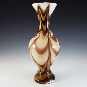 V.B. Opaline Florence Empoli Marbled Brown & White Glass Vase