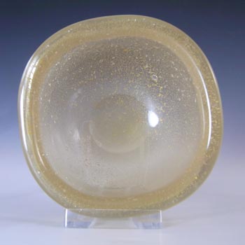 MARKED Venini Murano Glass Gold Leaf 'Sommerso a Bollicine' Bowl