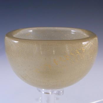 MARKED Venini Murano Glass Gold Leaf 'Sommerso a Bollicine' Bowl