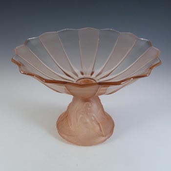 Walther & Söhne Art Deco Pink Glass 'Nymphen' Mermaid Comport