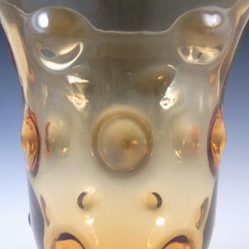 MARKED Thomas Webb Golden Amber Glass Bull's Eye Vase