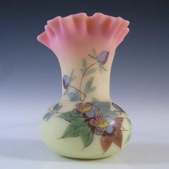 Thomas Webb Victorian Burmese Uranium \'Hawthorn\' Glass Vase