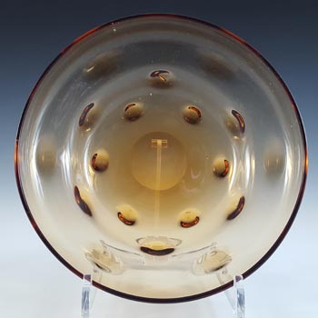 MARKED Thomas Webb Large Golden Amber Glass Bull\'s Eye Bowl