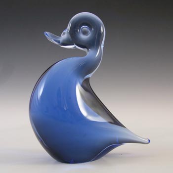 Wedgwood Sapphire Blue Glass 'Lilliput' Duck Paperweight