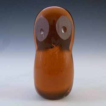 Wedgwood Vintage Topaz / Amber Glass Owl Paperweight