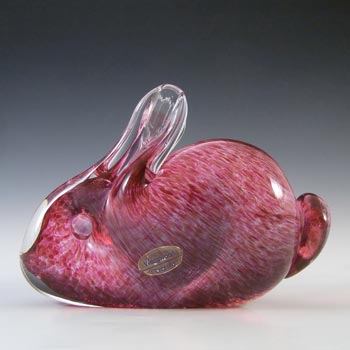 MARKED Wedgwood Speckled Pink Glass Rabbit RSW413