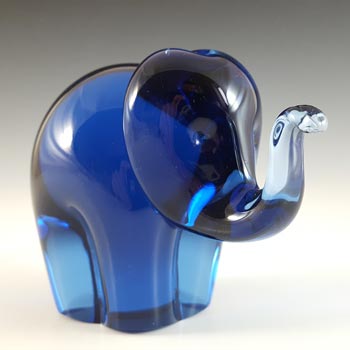 MARKED Wedgwood Blue Glass Elephant Paperweight RSW405