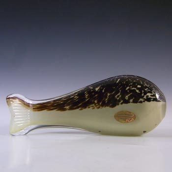 MARKED Wedgwood Cream + Brown Glass Fish Sculpture RSW74