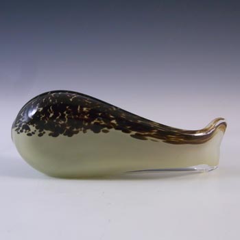 MARKED Wedgwood Cream + Brown Glass Fish Sculpture RSW74