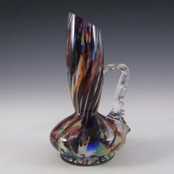 Welz Bohemian Black, Red, Blue & White Spatter Glass Vase / Jug