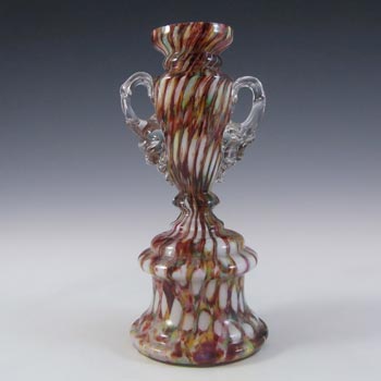 Welz Bohemian Honeycomb Spatter Glass Trophy Vase
