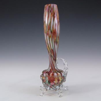 Welz Bohemian 1890\'s Honeycomb Spatter Glass Vase