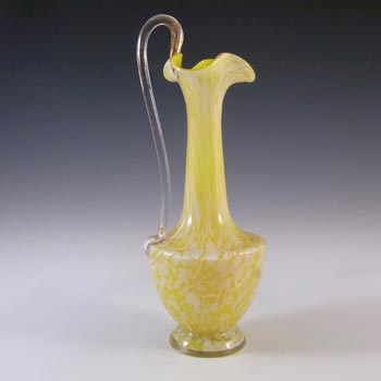 Welz Bohemian Lemon Yellow & White Spatter Glass Vase / Jug
