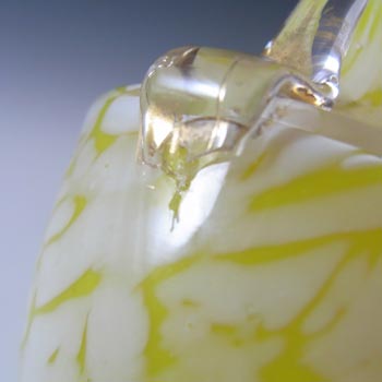 Welz Bohemian Lemon Yellow & White Spatter Glass Vase / Jug
