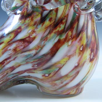 Welz Bohemian Honeycomb Spatter Glass Shoe Posy Vase