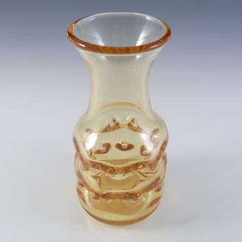 Whitefriars #9863 1970's Gold Amber Glass Dimpled Vase