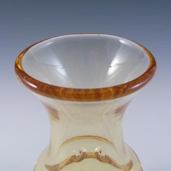 Whitefriars #9863 1970's Gold Amber Glass Dimpled Vase