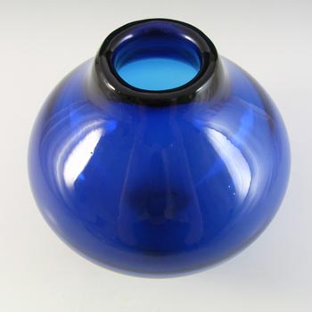 Whitefriars #9586 Optical Ribbed Blue Glass Vase