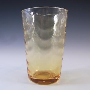 Whitefriars #8473 Marriott Powell Golden Amber Glass 6" Wave Ribbed Vase