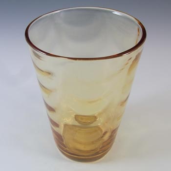 Whitefriars #8473 Marriott Powell Amber Glass 6" Wave Ribbed Vase