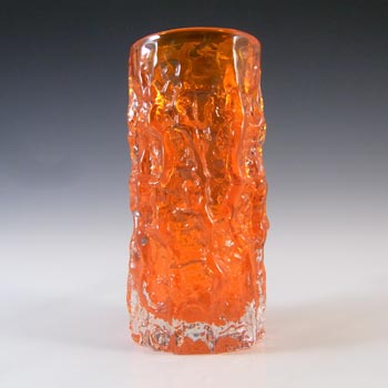 Whitefriars #9689 Baxter Tangerine Glass 6" Textured Bark Vase