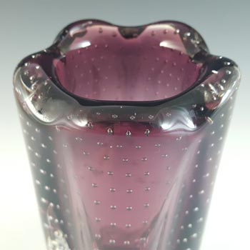 Whitefriars #9771 Aubergine Glass Controlled Bubble Lobed Vase