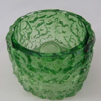 Whitefriars #9733 Baxter Green Glass Textured Bark Candle Holder