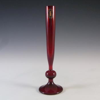 Whitefriars #9484 Baxter Ruby Red Glass Bud Vase - Labelled