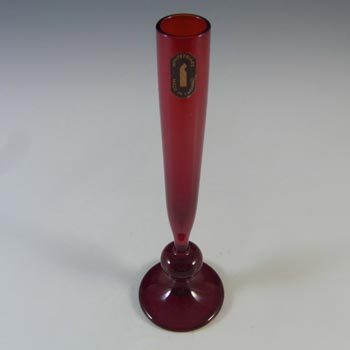 Whitefriars #9484 Baxter Ruby Red Glass Bud Vase - Labelled