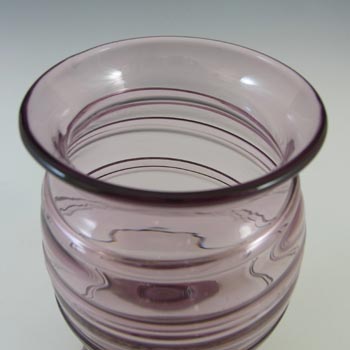 Whitefriars #9297 Amethyst Glass Ribbon Trail Vase - Labelled